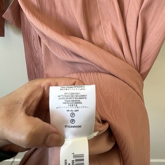 BCBGMAXAZRIA Cameo Faux Wrap Dress Cocktail Pink Bow Detail Coquette Size 6 - Picture 14 of 15